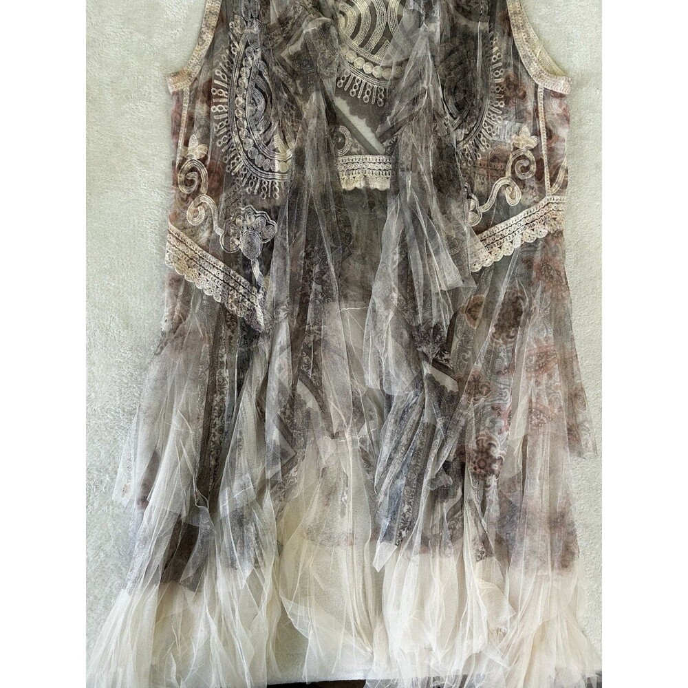 Origami Layers Of Tulle Boho Duster Vest Size OS Lagenlook Kimono - Picture 5 of 12